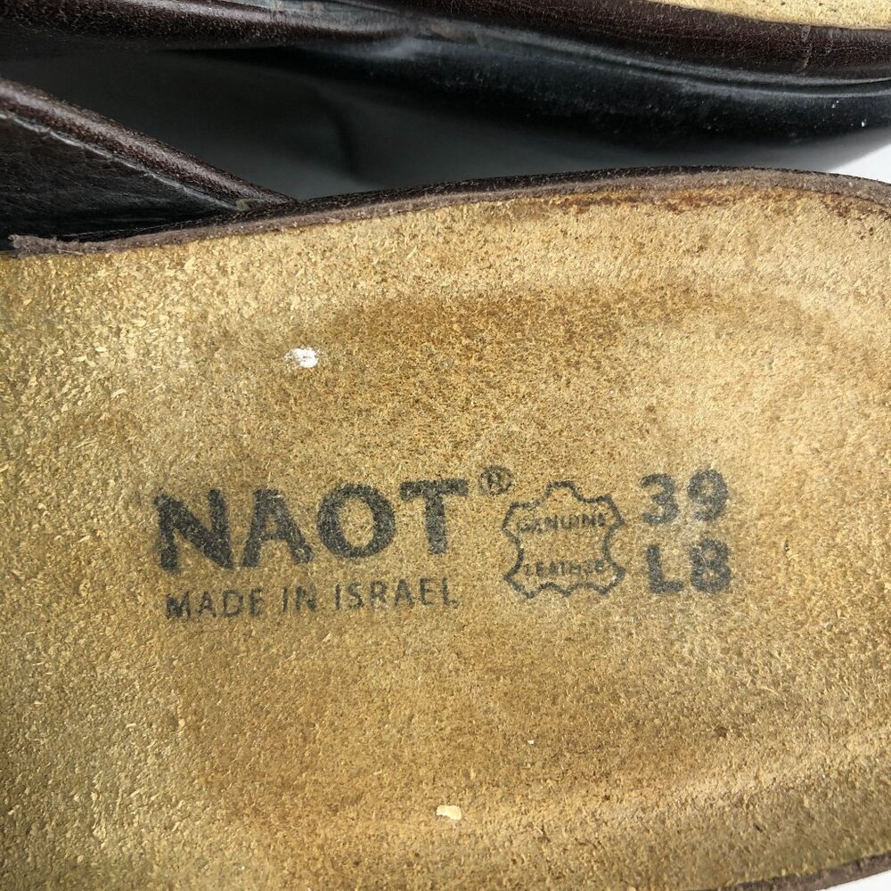 NAOT Women's Size 8 Delight Brown Leather Closed Toe Block Heel Slip On Mules - Picture 12 of 12